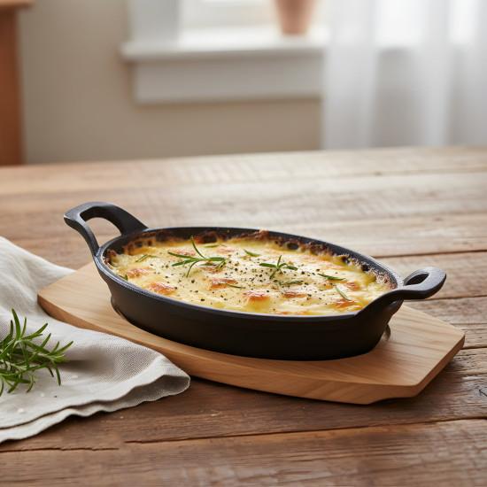Iron Pan with Wooden Stand